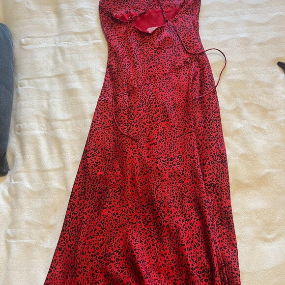ASTR the Label Gaia Red Leopard Print Cowl Neck Midi Slip Dress [Small] - Picture 6 of 8